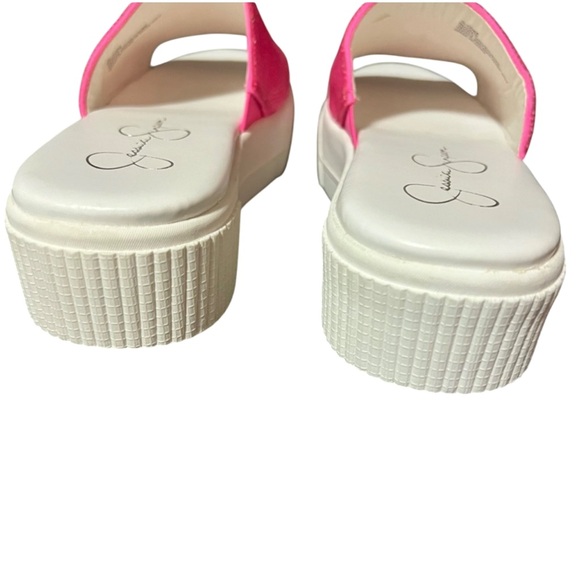 Jessica Simpson Ezira Open Toe Embellished Neon Pink Platform Sandal Size 6 - Picture 7 of 8